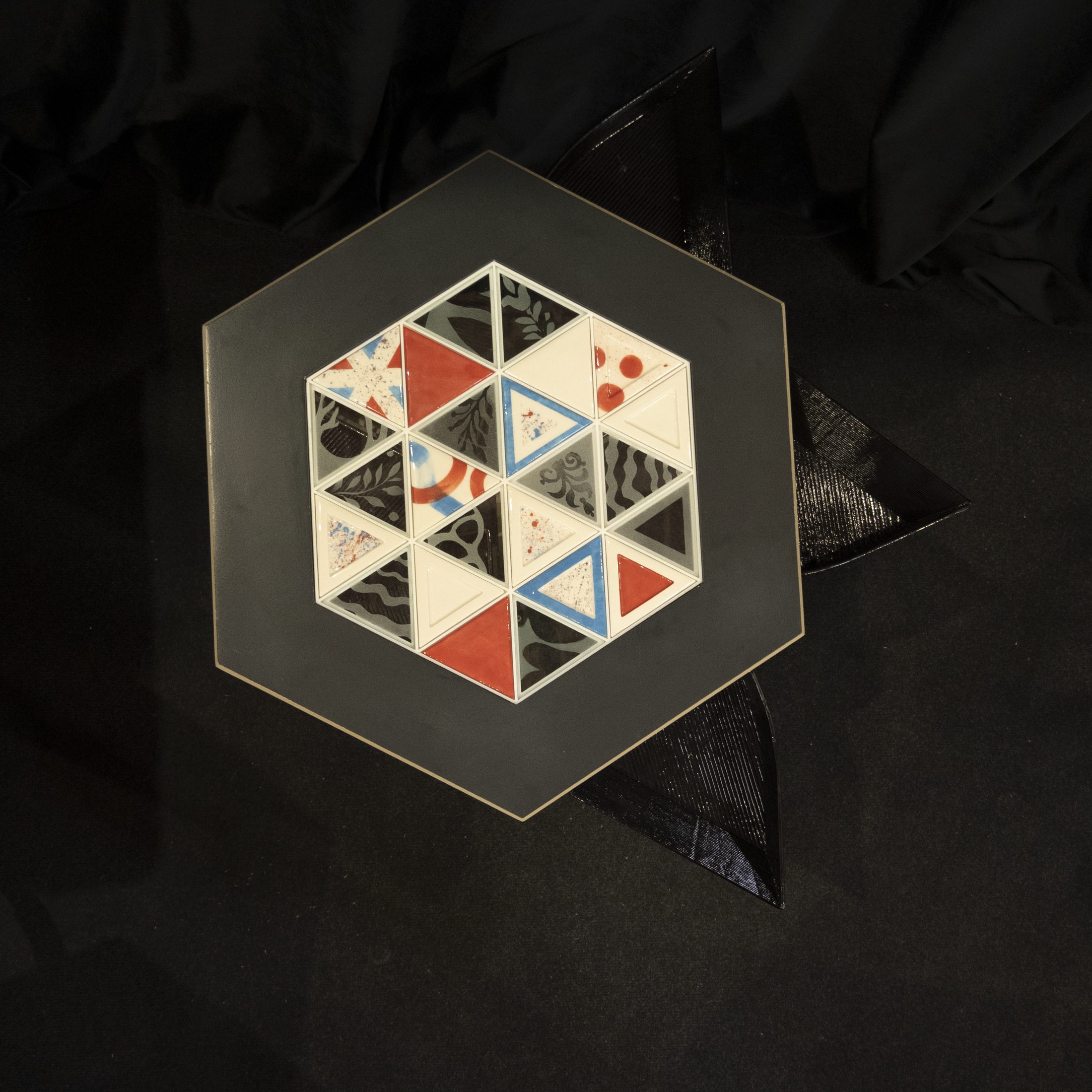 Lumvia hexagonal top with triangular inlays, seen from above